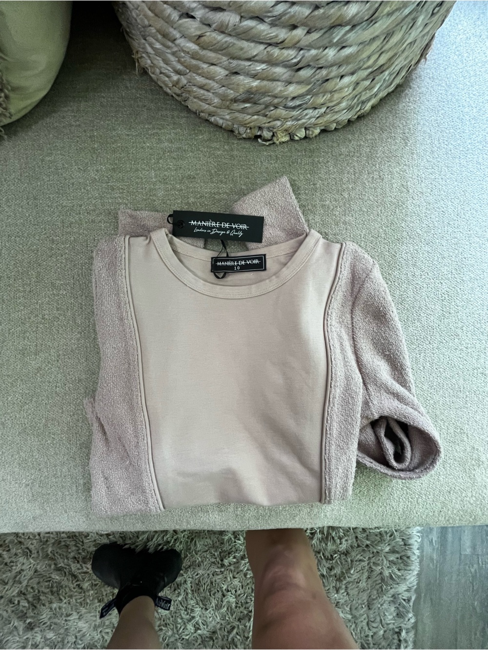 NWT Pale Pink Towelling Panel Top Maniere du Voir UK 10 - Picture 16 of 16